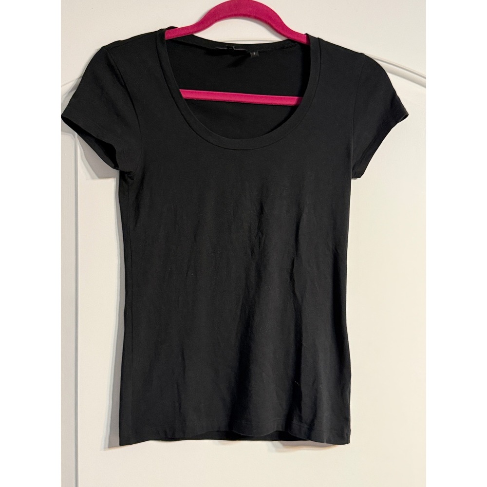 Theory Scoop Neck‎ T-Shirt P Black Slim Fit Short Sleeve Peru Basics Minimalist